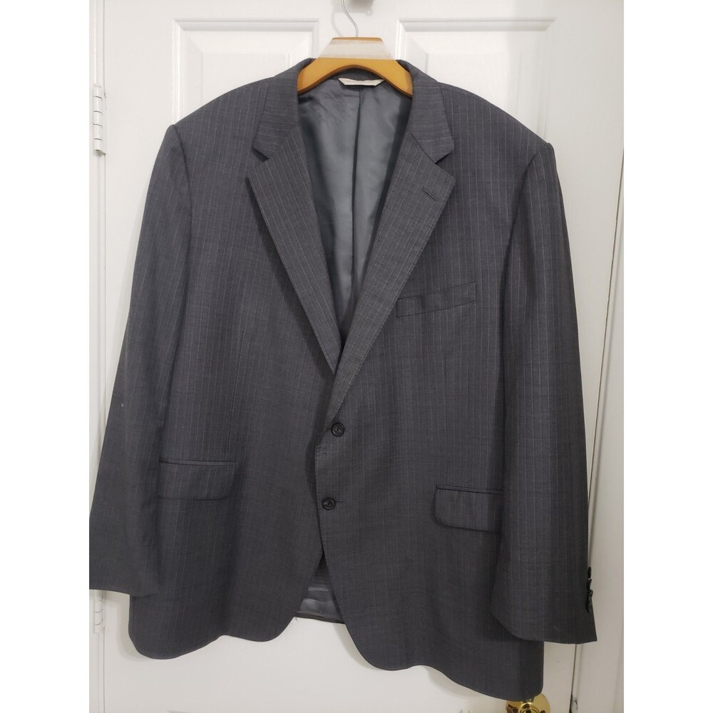 Mens 44 L Samuelsohn X Loro Piana " Tasmanian 150's " Charcoal Grey Pin Dot Suit